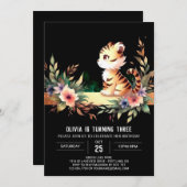 Pastel Adorable Tiger Geburtstag Einladung (Vorne/Hinten)