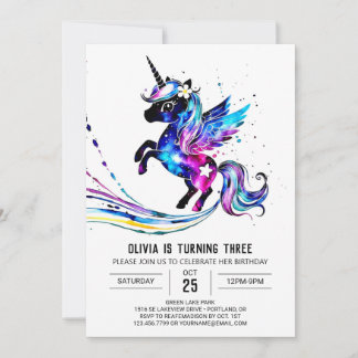 Pastel Adorable Unicorn Digitaler Geburtstag Einladung
