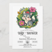Pastel Adorable Wolf Babydusche digital Einladung (Vorne/Hinten)