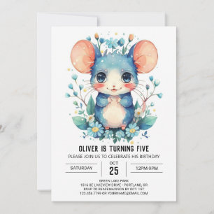 Pastel Adventure Mouse Birthday Einladung