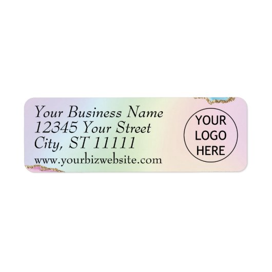 Pastel Agate Gold Glitzer Rücksendeadresse (Vorne)