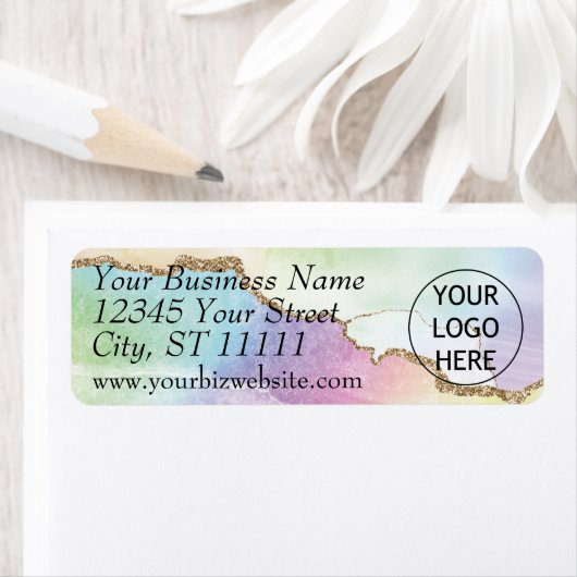 Pastel Agate Gold Glitzer Rücksendeadresse (Insitu)