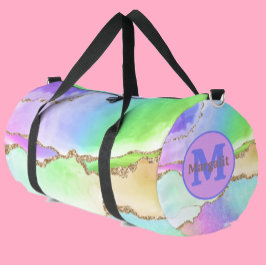 Pastel Agate Rainbow Holographic Large Duffel Bag Duffle Bag