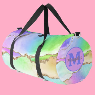 Pastel Agate Rainbow Holographic Large Duffel Bag Duffle Bag