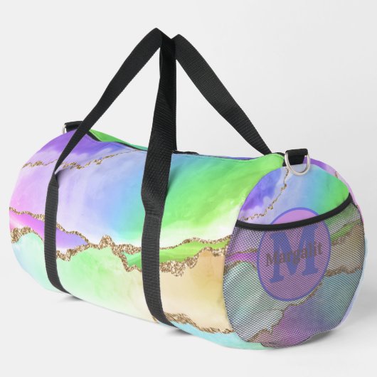 Pastel Agate Rainbow Holographic Large Duffel Bag Duffle Bag (Rechte Ecke)