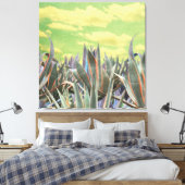 Pastel Agave Cactus against clouded sky Collage Leinwanddruck (Insitu (Schlafzimmer))