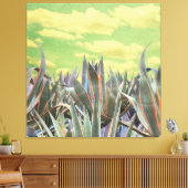 Pastel Agave Cactus against clouded sky Collage Leinwanddruck (Insitu (Wohnzimmer))