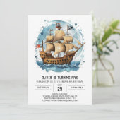 Pastel Ahoy Whimsical Pirate Einladung (Stehend Vorderseite)