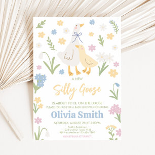 Pastel Albern Gänse Kinderdusche Einladung