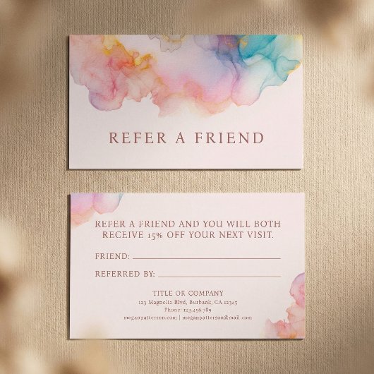 Pastel Alcohol Ink Blush Watercolor Empfehlungskarte