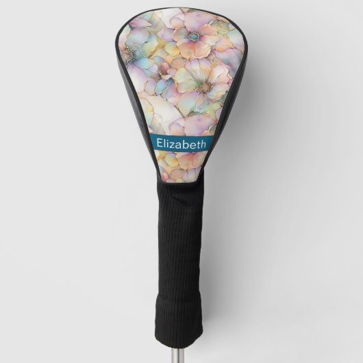 Pastel Alcohol Ink Floral Personalized Golf Headcover (Vorderseite)