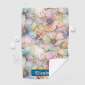 Pastel Alcohol Ink Floral Personalized Golfhandtuch (Insitu)