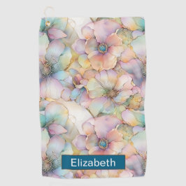 Pastel Alcohol Ink Floral Personalized Golfhandtuch