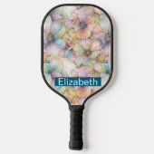 Pastel Alcohol Ink Floral Personalized Pickleball Schläger (Rückseite)