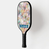 Pastel Alcohol Ink Floral Personalized Pickleball Schläger (Links)