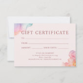 Pastel Alcohol Ink Gift Certificate Card (Rückseite)