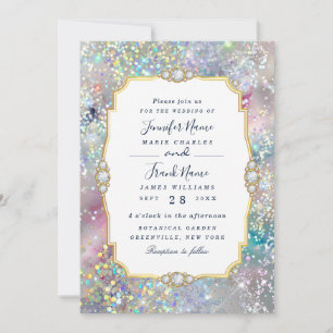 Pastel Alcohol Ink Holographic Glitzer Elegant Einladung