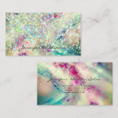 Pastel Alcohol Ink Holographic Glitzer Elegant Visitenkarte (Vorne/Hinten)