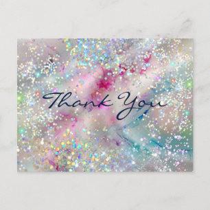 Pastel Alcohol Ink Holographic Glitzer Vielen Dank Postkarte