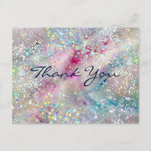 Pastel Alcohol Ink Holographic Glitzer Vielen Dank Postkarte