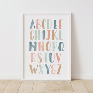 Pastel Alphabet ABC Girl Kinderzimmer Deco Poster