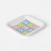 Pastel Alphabet Blocks The Big One First Birthday Pappteller (Gewinkelt)