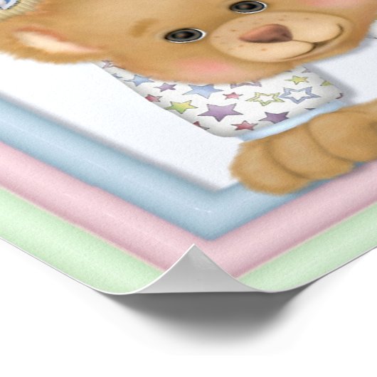 Pastel Alphabet Fun Teddy Bears Poster (Ecke)