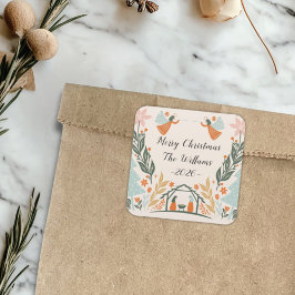 Pastel Angel Christmas Quadratischer Aufkleber