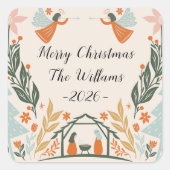 Pastel Angel Christmas Quadratischer Aufkleber (Vorderseite)