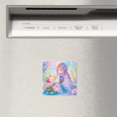 Pastel Anime Girl und Axolotl Personalisiert Magnet (In Situ (Geschirrspüler))