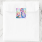Pastel Anime Girl und Axolotl Personalisiert Quadratischer Aufkleber (Tasche)