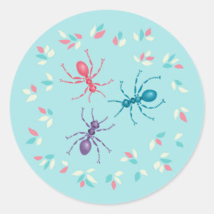 Pastel Ants Insect Lover Runder Aufkleber