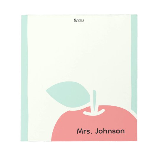 Pastel Apple Brush Frame Teacher Notepad Notizblock (Vorderseite)