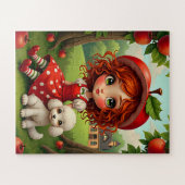 Pastel Apple Girl with Puppy - Fun Puzzle for Kids (Horizontal)