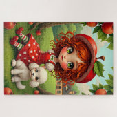 Pastel Apple Girl with Puppy - Fun Puzzle for Kids (Horizontal)