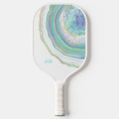 Pastel Aqua and Purple Agate with Monogram Pickleball Schläger (Vorderseite)