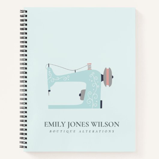 PASTEL AQUA BLUE BLUSH PINK SEWMACHINE TAILOR NOTIZBLOCK (Vorderseite)