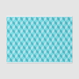 PASTEL AQUA BLUE GEOMETRIC CUBE PATTERS SEIDENPAPIER