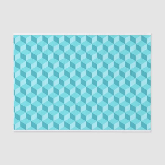 PASTEL AQUA BLUE GEOMETRIC CUBE PATTERS SEIDENPAPIER (Vorderseite)