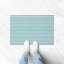 Pastel Aqua Blue Thin Stripes Floor Mat Fußmatte