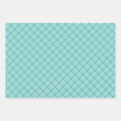 Pastel Aqua Blue und Green Diagonal Grid Muster Geschenkpapier Set (Vorderseite 3)