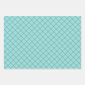 Pastel Aqua Blue und Green Diagonal Grid Muster Geschenkpapier Set (Vorderseite)