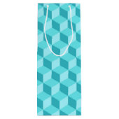 PASTEL AQUA GEOMETRIC CUBE PATTERS GESCHENKTÜTE FÜR WEINFLASCHEN (Rückseite)