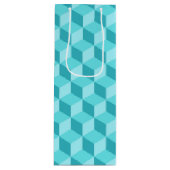 PASTEL AQUA GEOMETRIC CUBE PATTERS GESCHENKTÜTE FÜR WEINFLASCHEN (Vorderseite)