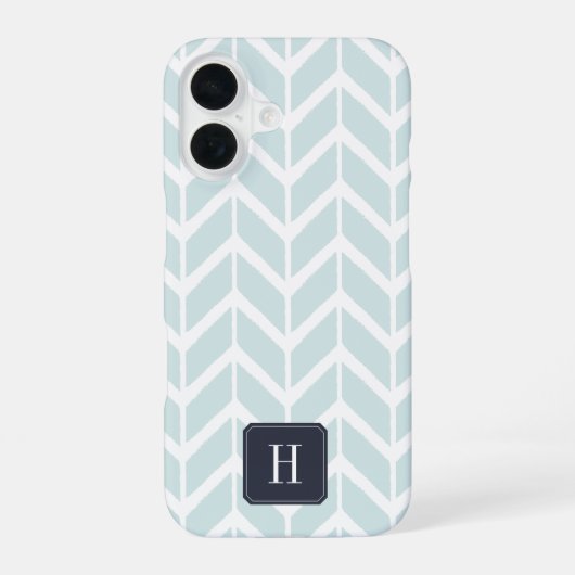 Pastel Aqua Geometric Muster Monogram iPhone 16 Hülle (Rückseite)