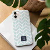 Pastel Aqua Geometric Muster Monogram iPhone 16 Hülle