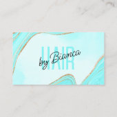 Pastel Aqua Gold Glitzer Agate Haare Salon Visitenkarte (Rückseite)