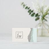 Pastel Aqua Gray Kraft Mountain Logo Torn Edge Visitenkarte (Stehend Vorderseite)