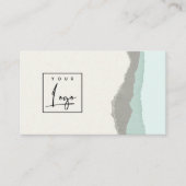 Pastel Aqua Gray Kraft Mountain Logo Torn Edge Visitenkarte (Vorderseite)