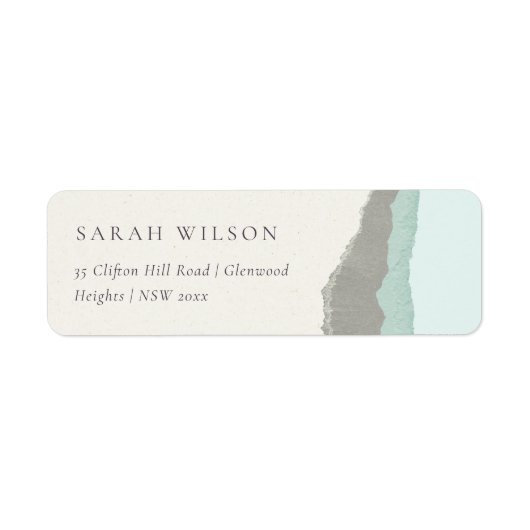 Pastel Aqua Gray Kraft Mountain Wave Adresse (Vorne)